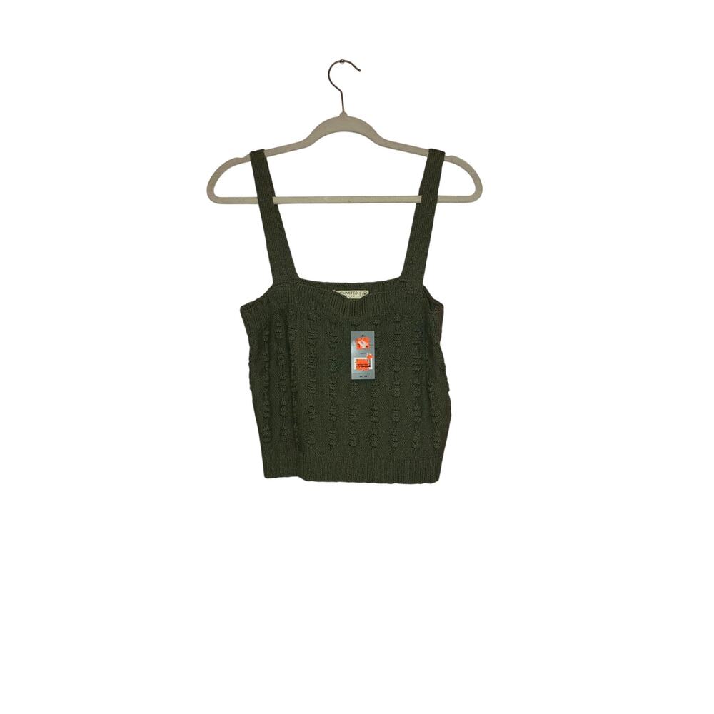NWT Uncharted Threads Green Crochet Cropped Knit Top Boho Summer Medium